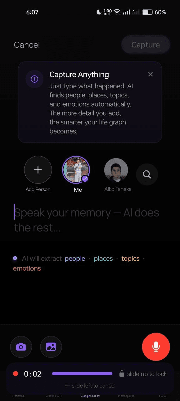 Recording a voice note in Resyl